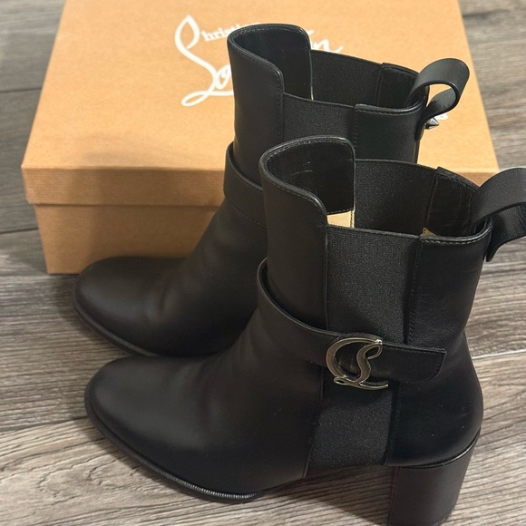 Christian Louboutin Black Leather Chelsea Bootie - 36.5 - Picture 2 of 12